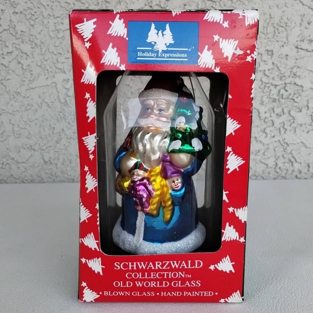Schwarzwald Collection Santa Old World Glass Ornament 5.25 Inch H